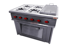 Cocina Industrial De 4 Quemadores Con Horno Y Churrasquera / 4Pqhch