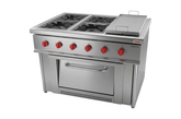 Cocina Industrial De 4 Quemadores Con Horno Y Churrasquera / 4Pqhch