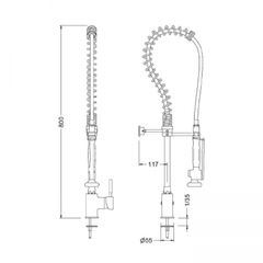 Columna Llave Prewash C/Monomando Mezclador Genebre Gen1802-04