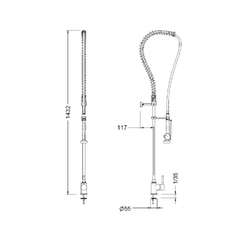 Columna Llave Prewash Monomando 1/2 Genebre 1705-04