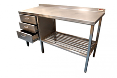 Mesón De Trabajo 3 Cajones + Repisa / Bamtc-1300