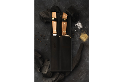 Set Tenedor + Cuchillo Parrillero Funda Cuero Negro / Kg1901Fcn