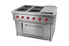 Cocina Industrial De 4 Quemadores Con Horno Y Churrasquera / 4Pqhch