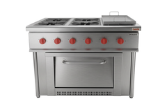Cocina Industrial De 4 Quemadores Con Horno Y Churrasquera / 4Pqhch