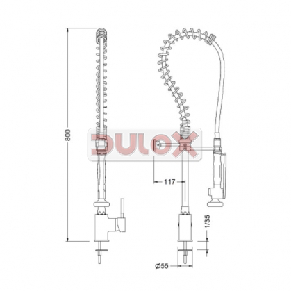 COLUMNA LLAVE PREWASH C/MONOMANDO MEZCLADOR GENEBRE GEN1802-04