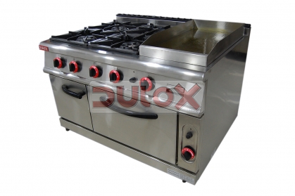 COCINA 4 QUEMADORES CON HORNO Y PLANCHA LISA A GAS / HGR-998